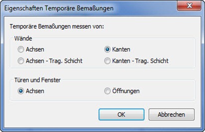 Eigenschaften Temp-Bema&szlig;ungen