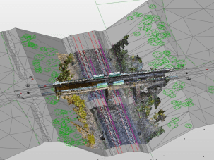 Überlagerung von Punktwolke und DGM in Revit
